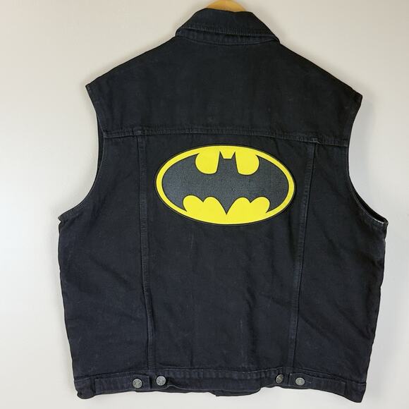 Allstate Collection Black Denim Vest with Batman Emblems – Men’s L, Cotton - Picture 4 of 14
